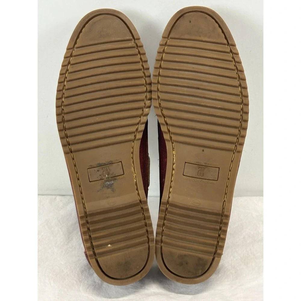 Allen Edmonds Harbour Leather Boat Shoes Men's 8.5 D Red Lace Up Preppy